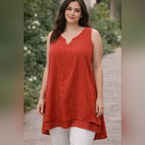 Cristina B. Сorail  Flowing Tunic Top | L–XL | Sleeveless V-Neck